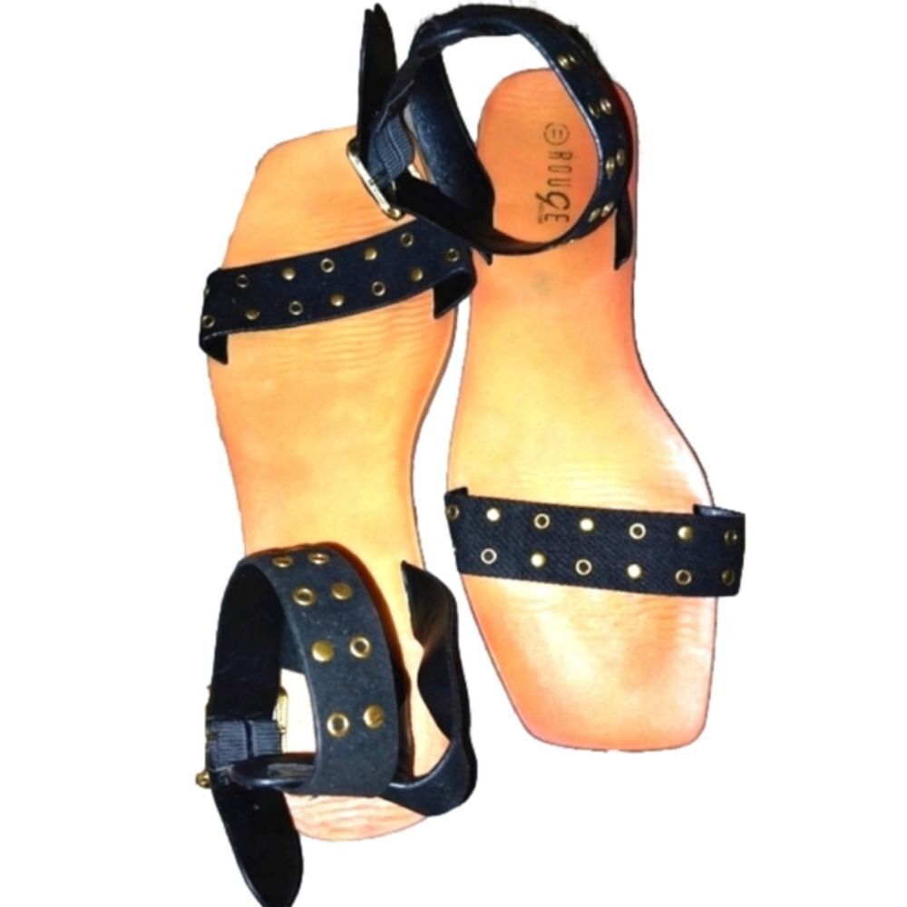 Black studded ankle strap sandal size 11